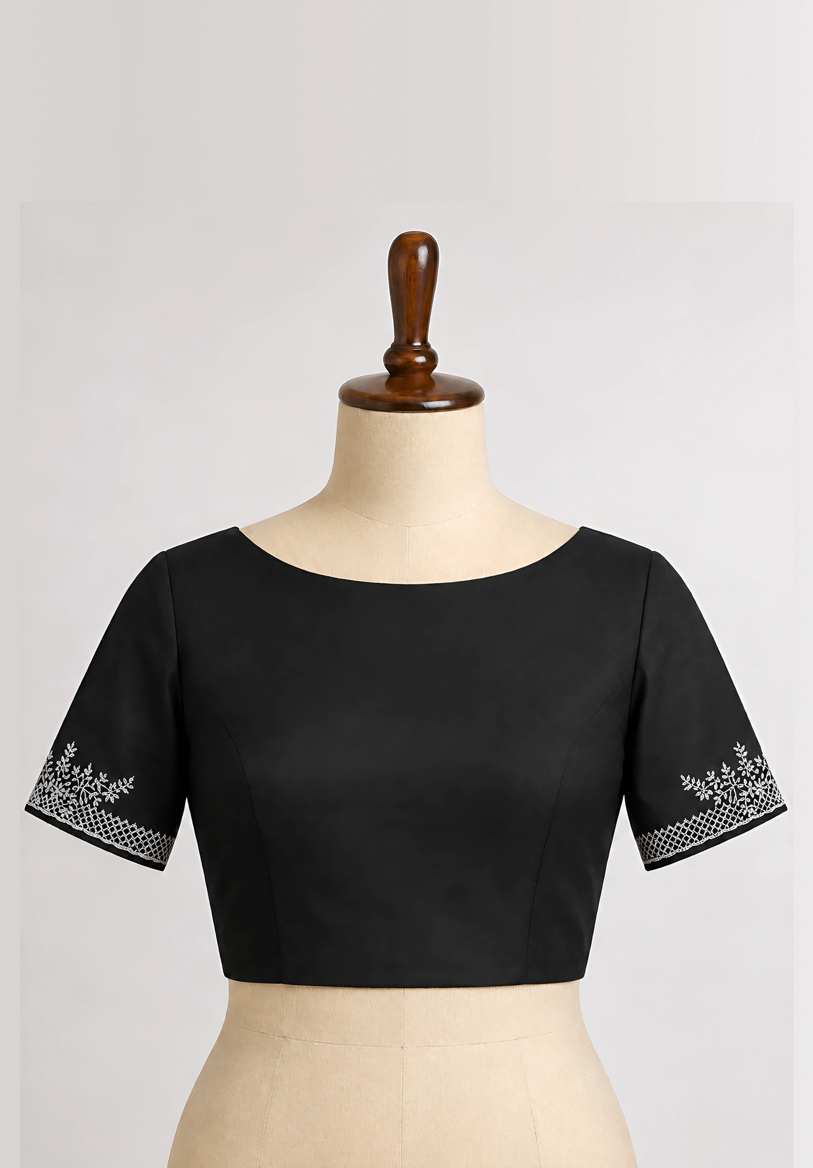 Black Satin Saree with Stone Border
