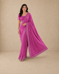 Magenta Pink Satin Saree with Zari Border