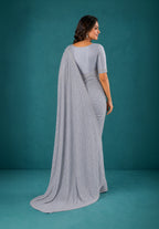 Grey Chiffon Party Wear Saree with Pearl Work