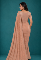 Peach Chiffon Party Wear Saree with Pearl Work