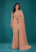 Peach Chiffon Party Wear Saree with Pearl Work