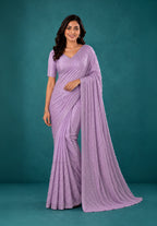 Lavender Chiffon Party Wear Saree with Pearl Work