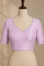 Lavender Chiffon Party Wear Saree with Pearl Work