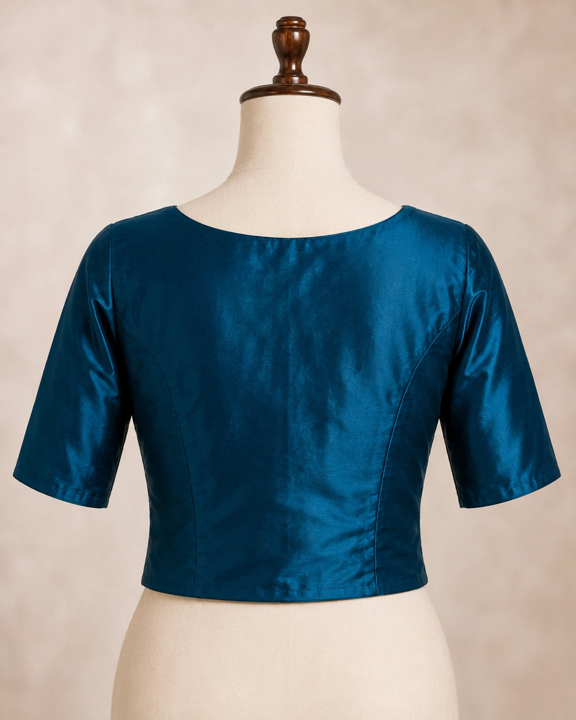 Royal Blue Satin Saree with Scalloped Flower Embroidery