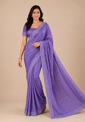 Lavender Satin Saree with Zari Border